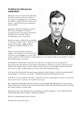 A preview of a PDF biography for Kon, William Emil Miroslav